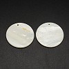 Flat Round Freshwater Shell Pendants X-SHEL-M005-35-1