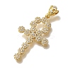 Cross Rack Plating Brass Micro Pave Clear Cubic Zirconia Pendant KK-U019-17G-03-2