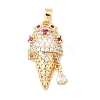 Brass Micro Pave Clear & Hot Pink Cubic Zirconia Pendants KK-A277-35G-1