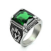 316L Stainless Steel & Cubic Zirconia Men's Vintage Carved Finger Rings FS-WG82D33-16-2