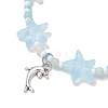 3Pcs 3 Colors Spray Painted Glass Star Beads & Natural Rose Quartz & Amazonite & Green Aventurine Beads Stretch Bracelets for Women BJEW-MZ00175-4
