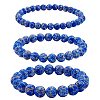 3Pcs 3 Size Synthetic Imperial Jasper Round Beaded Stretch Bracelets Set BJEW-SW00064-33-1