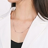 Non-Tarnish 304 Stainless Steel Round Beaded Link Chain Necklaces for Women NJEW-D058-02P-4