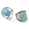 Oval Synthetic Turquoise Cuff Rings RJEW-B107-16AS-01-1