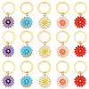 15Pcs 5 Colors Alloy Enamel Flower Keychain KEYC-NB00014-1