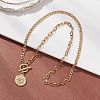 201 Stainless Steel Sun Pendant 304 Stainless Steel Cable Chain OT Necklaces for Women NJEW-JN05583-1