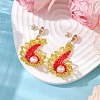 Glass Seed Bead & Glass Pearl Bead Conch Dangle Stud Earrings Set for Women EJEW-MZ00269-4