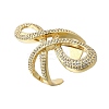 Brass Micro Pave Clear Cubic Zirconia Open Cuff Rings RJEW-F179-02G-2