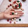 140Pcs 7 Styles Painted Natural Wood European Beads WOOD-TA0001-65-16