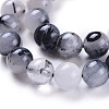 Natural Tourmalinated Quartz/Black Rutilated Quartz Beads Strands X-G-E558-04-8mm-3