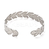 Non-Tarnish 304 Stainless Steel Leaf Cuff Bangles LS-BJEW-G694-08P-3