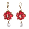 Flower with Teardrop Glass Beads Dangle Earrings EJEW-MZ00670-3