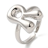 Initials Brass Open Cuff Ring for Women RJEW-N046-02R-P-1
