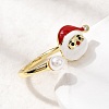 Christmas Brass Micro Pave Cubic Zirconia Enamel Cuff Rings for Women RJEW-L336-02G-2