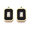 304 Stainless Steel Crystal Rhinestone and Acrylic Rectangle Pendants STAS-T071-15G-1