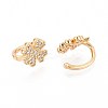 Brass Micro Pave Clear Cubic Zirconia Cuff Earrings EJEW-T047-73G-2