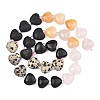 Gradient Color Natural Lava Rock & Pink Aventurine & Topaz Jade & Dalmatian Jasper & Black Obsidian Beads Strands G-B185-A01-4