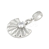 Brass Clear Cubic Zirconia Fan European Dangle Charms KK-Z090-05P-2
