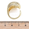 Rack Plating Brass Micro Pave Clear Cubic Zirconia Cuff Finger Rings for Women RJEW-M028-41G-3