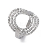 Oval 304 Stainless Steel Open Cuff Rings for Women RJEW-F174-05P-2