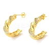 Brass Micro Pave Clear Cubic Zirconia Stud Earrings for Women EJEW-A040-12G-1