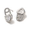 Heart Brass Micro Pave Cubic Zirconia Stud Earrings EJEW-H128-01P-2