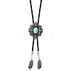 Alloy with Synthetic Turquoise Pendant Waxed Cord Bolo Tie Lariat Necklaces FS-WGCCEF8-01-1