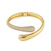 Rack Plating Brass Micro Pave Clear Cubic Zirconia Open Cuff Bangles for Women BJEW-B109-03G-2