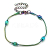 Ion Plating(IP) 304 Stainless Steel Round Snake Chain Bracelet with Oval Beaded BJEW-E088-03RC-2
