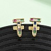 Brass Micro Pave Cubic Zirconia T-Shaped Stud Earrings EJEW-B153-07G-2