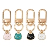 4Pcs Cat Head Shape Alloy Enamel Pendant Decoration HJEW-YW00065-1