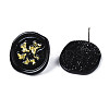 Flat Round with Butterfly Stud Earrings for Women EJEW-N046-017-NR-4