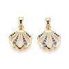 Brass Micro Pave Cubic Zirconia and Enamel Pendants KK-T072-35G-1