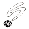201 Stainless Steel Black Enamel Flat Round with Octopus Pendant Necklaces LS-NJEW-K283-31P-3