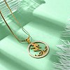201 Stainless Steel Crystal Rhinestone Ring with Mermaid Pendant Necklaces for Women NJEW-P327-02G-1