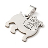 Non-Tarnish 304 Stainless Steel Pendants STAS-NH0001-01B-P-2