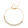 Adjustable Brass Beaded Slider Bracelets for Women BJEW-T022-17G-5