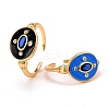 Real 18K Gold Plated Brass Cubic Zirconia Cuff Ring RJEW-C014-02-1