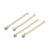 Ion Plating(IP) 316 Surgical Stainless Steel Curb Chain Extender with Synthetic Turquoise Round Charm STAS-A097-01G-14-1