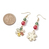 Christmas Snowflake Alloy Enamel Dangle Earrings EJEW-TA00697-4