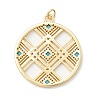 Rack Plating Brass Micro Pave Clear & Cyan Cubic Zirconia Pendants LS-KK-D073-14G-2