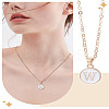 1Pc Zinc Alloy White Enamel Round with Letter Pendant Necklaces NJEW-LP0002-88G-W-1