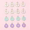16Pcs 4 Colors Light Gold Plated Alloy Enamel Pendants ENAM-FS0001-85-7