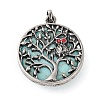 Synthetic Turquoise Tree of Life with Owl Pendants G-L524-15AS-03-1