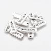 Tibetan Style Alloy Rectangle with Word Believe Pendants X-TIBEP-Q043-066-RS-1
