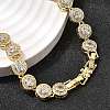 Brass Micro Pave Clear Cubic Zirconia Flat Round Link Chain Necklaces for Women NJEW-B157-18G-2