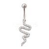 Alloy Rhinestone Snake Curved Barbell Belly Rings LS-AJEW-R007-03P-04-4