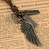 Adjustable Leather Cord Alloy Wing Pendant Necklaces For Men NJEW-k031-22-2