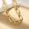 Brass Oval Link Chain Bracelets for Women Men BJEW-K273-15G-3
