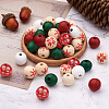 140Pcs 7 Styles Painted Natural Wood European Beads WOOD-TA0001-65-6